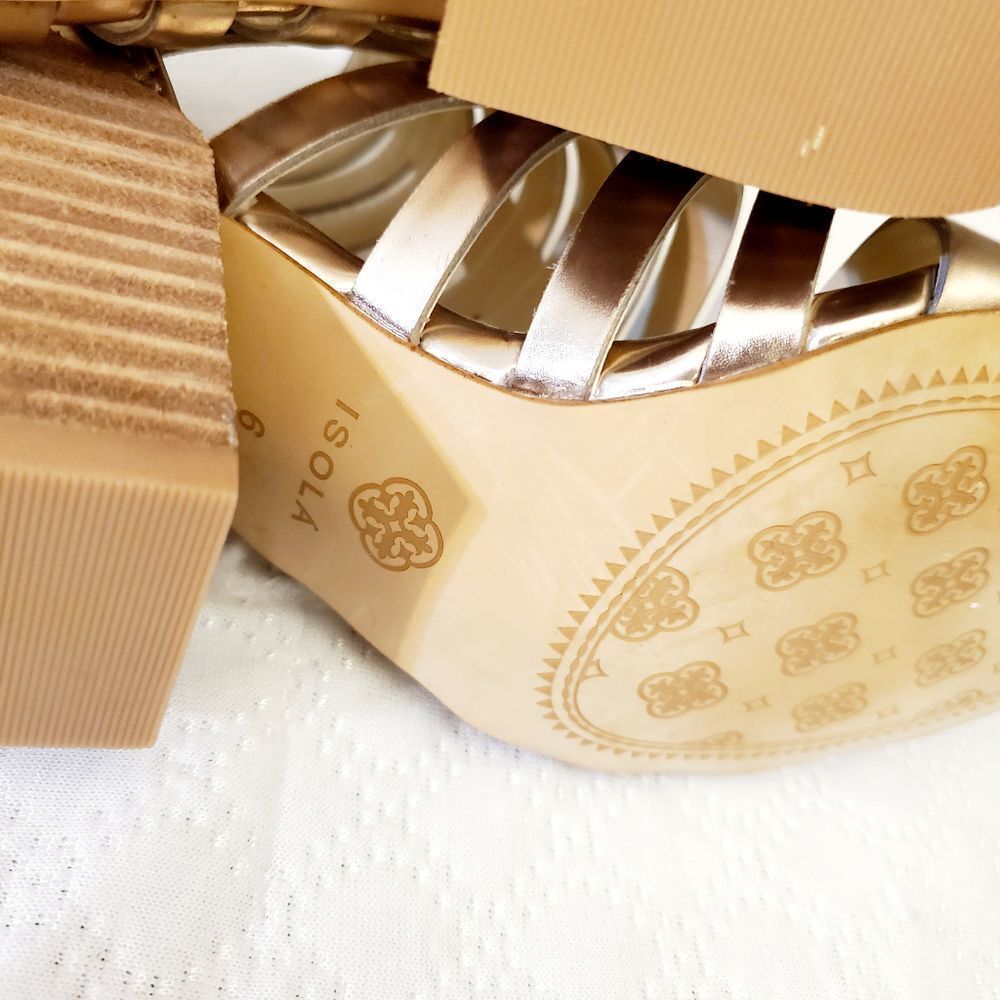 Isola Metallic Gold Caged Sandals Size 6 - Picture 9 of 11